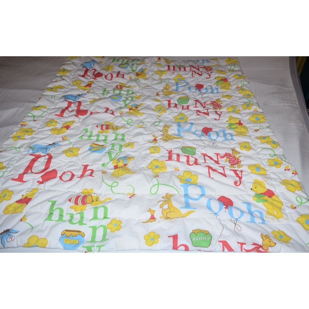 Vtg‎ Walt Disney Productions Winnie The Pooh Baby Blanket Toddler Quilt READ